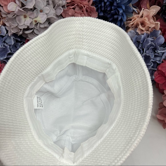 White Corduroy Cotton Bucket Hat - Picture 9 of 12